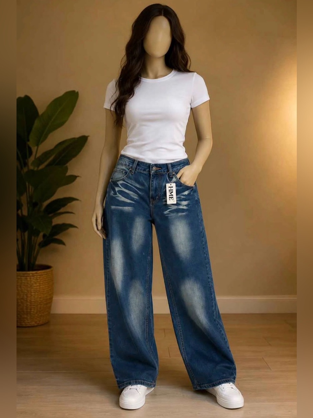 Mango Mid-Blue Straight Leg Jeans